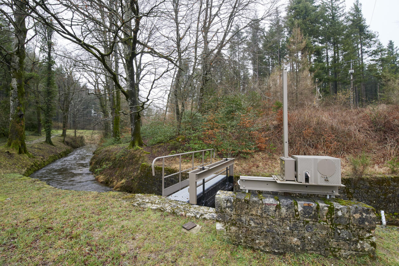 Cette prise d'eau intercepte le cours d'eau Le Rieutort et régule les niveaux entre la rigole et le cours d’eau.