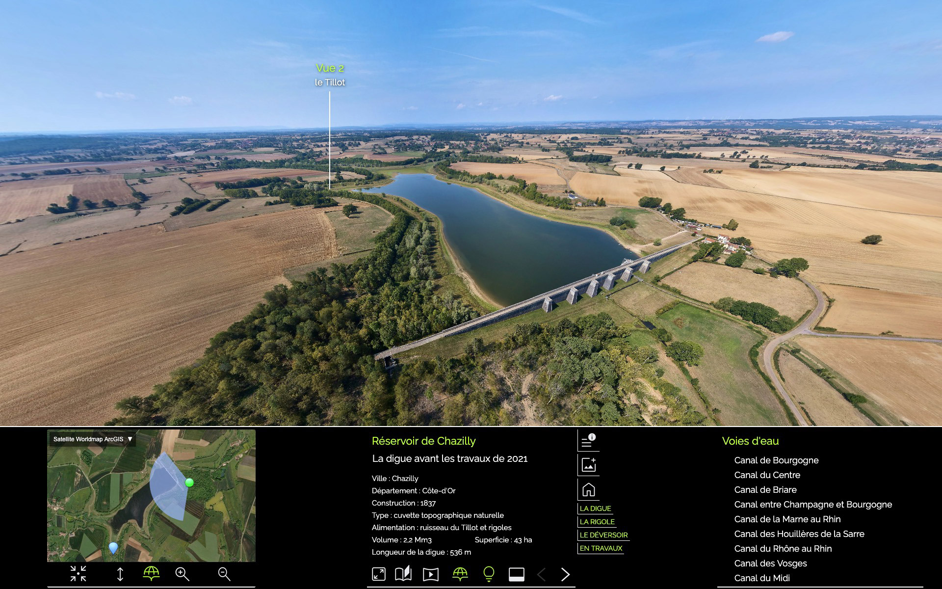 Les barrages-réservoirs des voies navigables à 360°